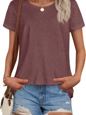 Dark Red Color Women's Graphic Tees