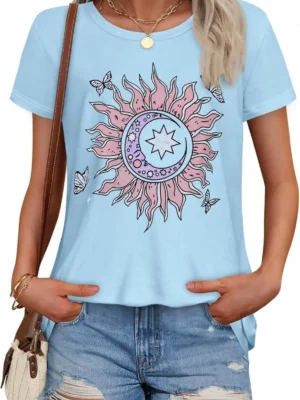 Blue Sunshine Print Women's Graphic Tees