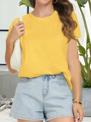 Bright Yellow Color Women's Graphic Tees
