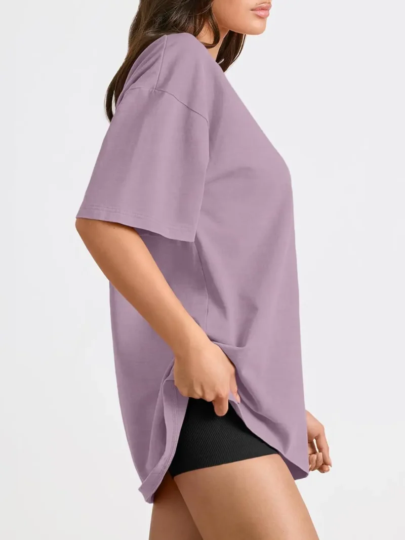 Womens Summer Fashion Workout Oversized Tops Purple Color - Image 2