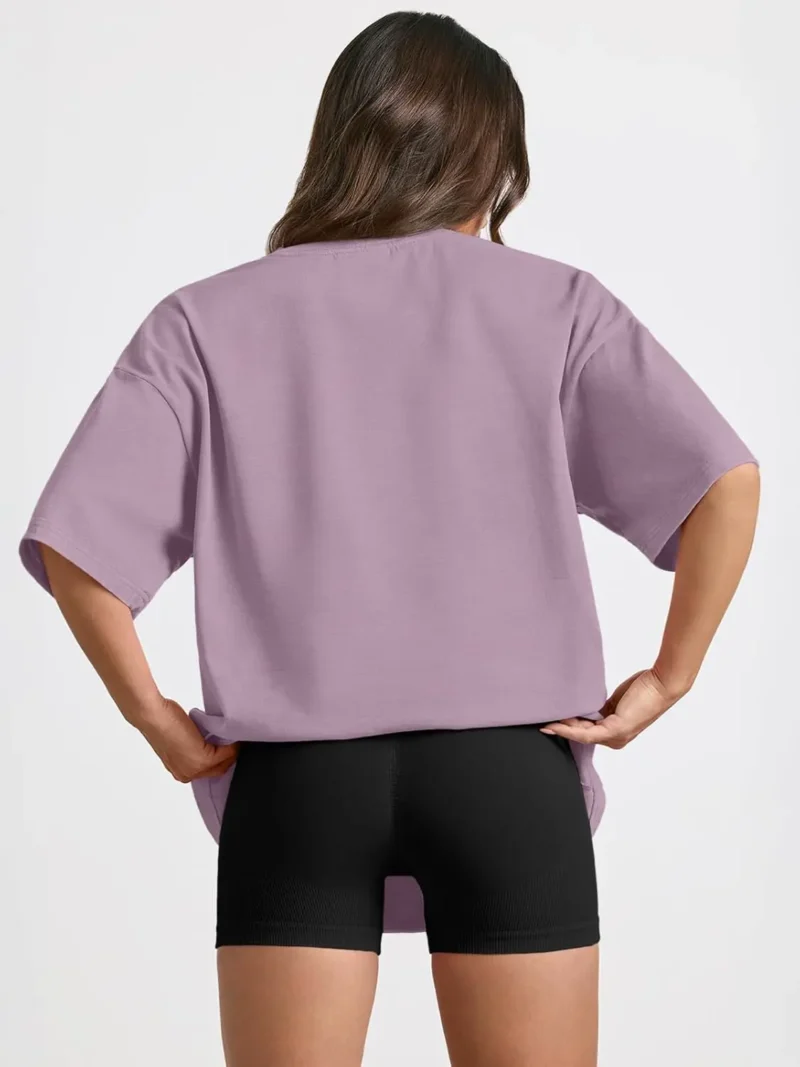 Womens Summer Fashion Workout Oversized Tops Purple Color - Image 3