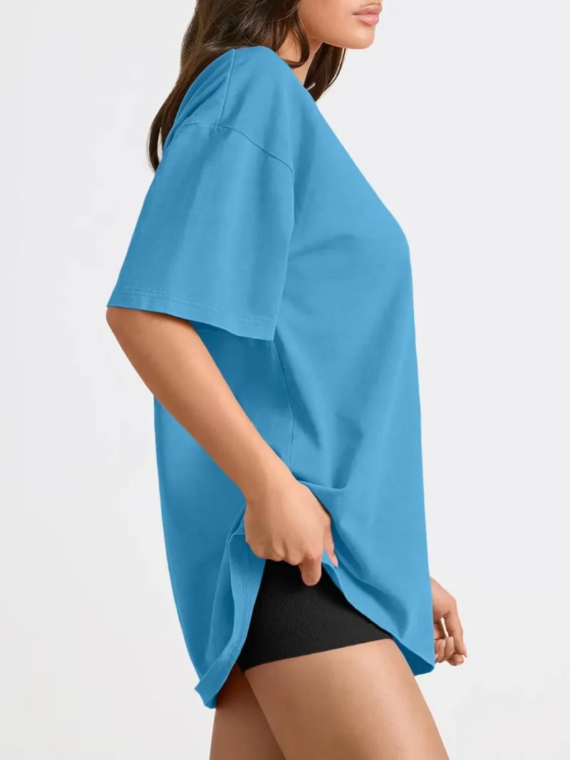 Womens Summer Fashion Workout Oversized Tops Blue Color - Image 4