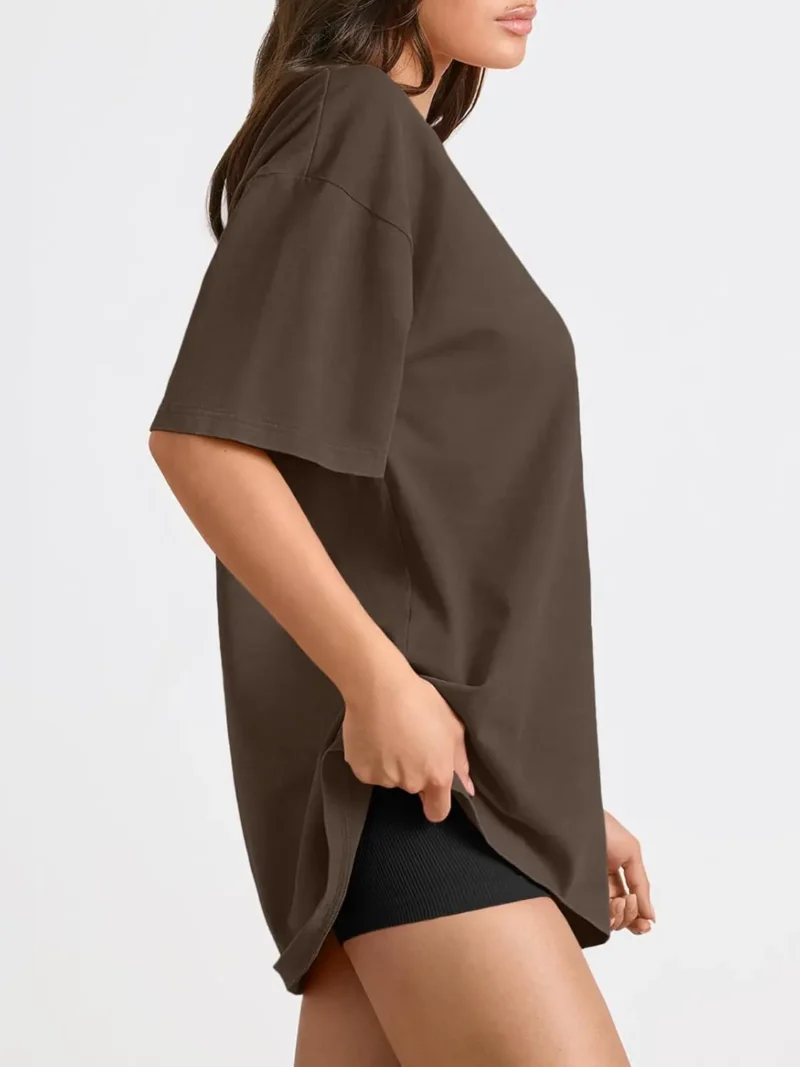 Womens Summer Fashion Workout Oversized Tops Brown Color - Image 5