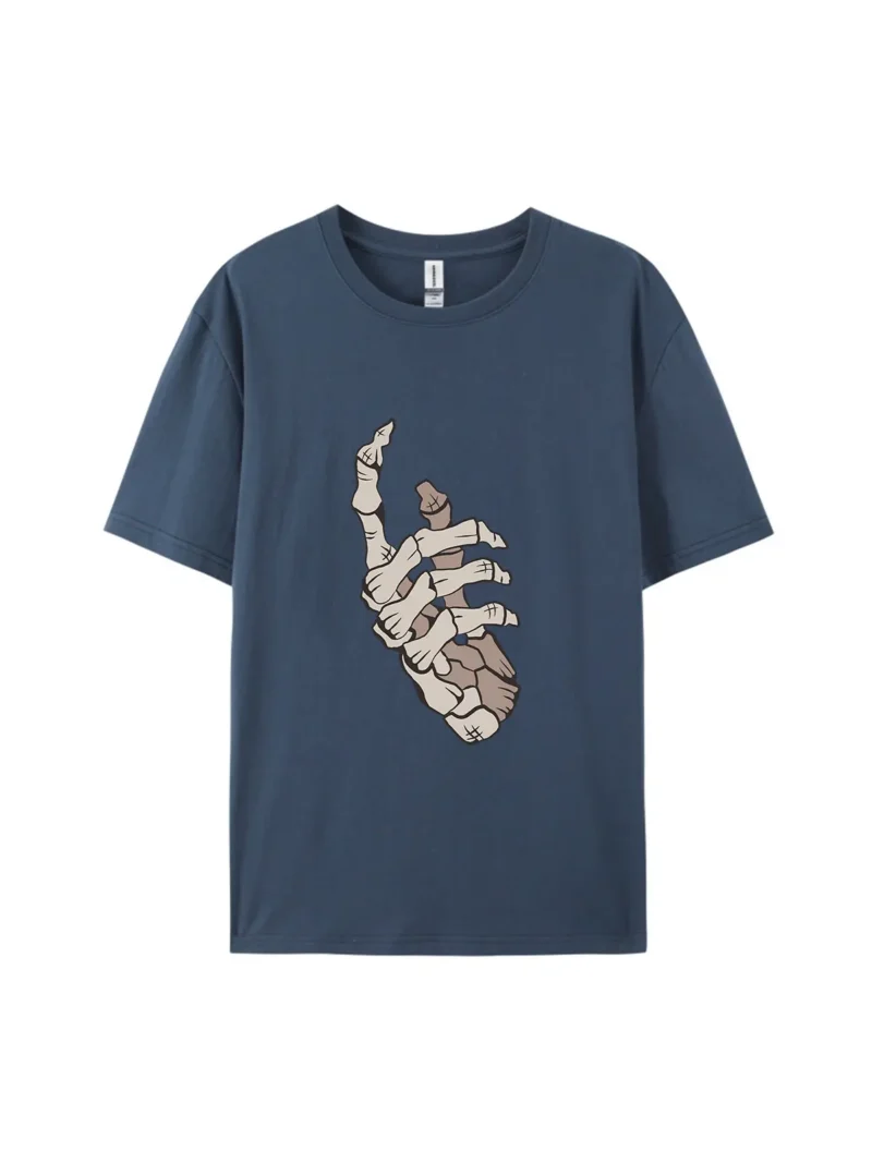 Halloween Cartoon Skeleton Hand Graphic Tee - Image 2
