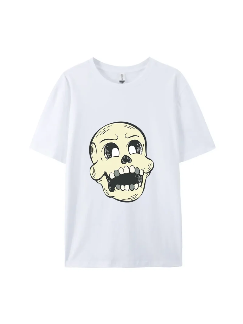 Halloween Cartoon Skull Style C Graphic Tee - Image 4