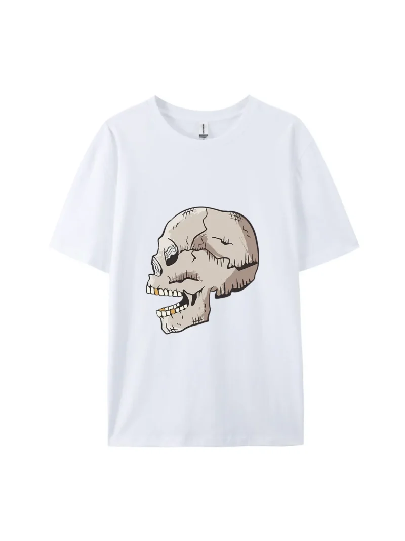 Halloween Cartoon Skull Style G Graphic Tee - Image 4
