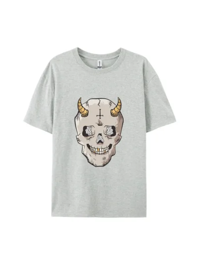 Halloween Cartoon Skull Style H Graphic Tee