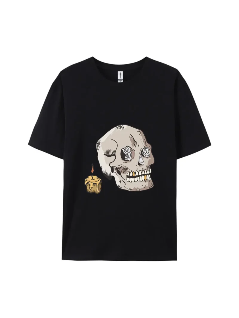 Halloween Skull With Candle STYLE Graphic Tee - Image 2