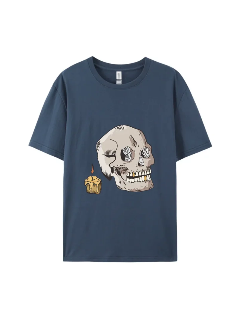 Halloween Skull With Candle STYLE Graphic Tee - Image 3