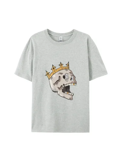Halloween Cartoon Skull With Crown Graphic Tee