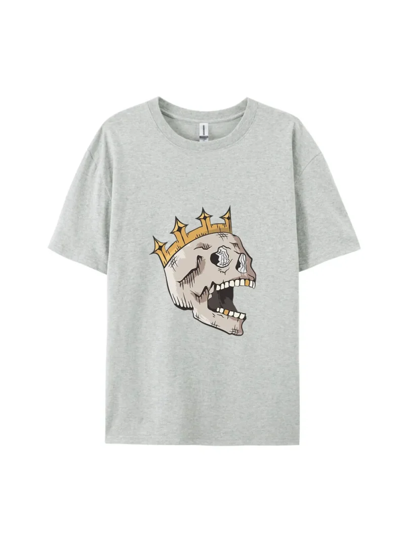 Halloween Cartoon Skull With Crown Graphic Tee