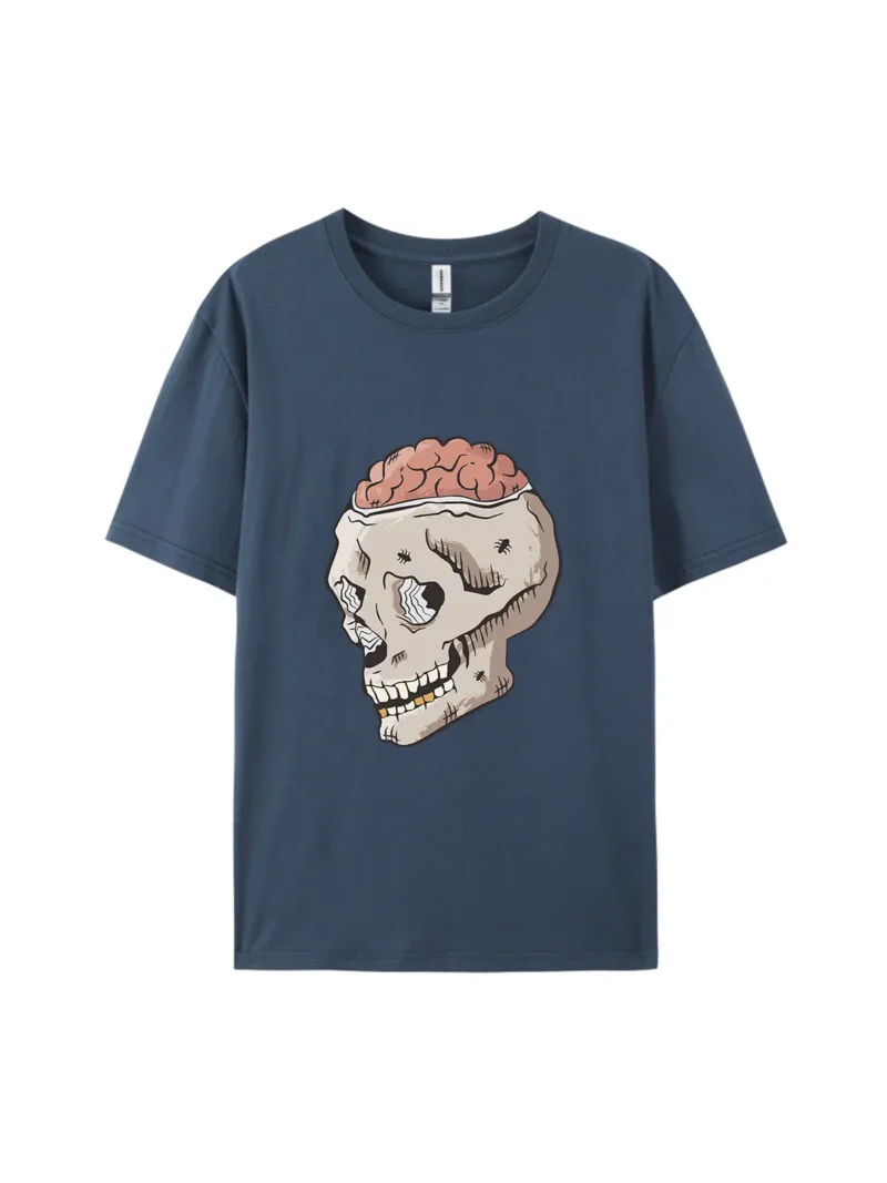 Halloween Skull With Exposed Brain Graphic Tee - Image 3