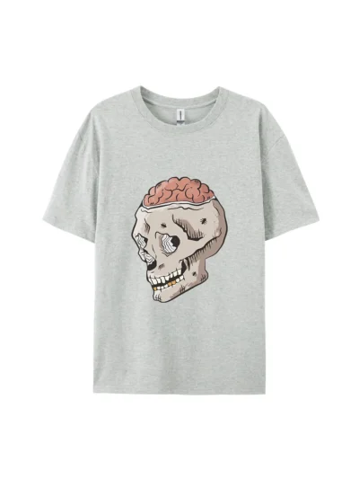 Halloween Skull With Exposed Brain Graphic Tee