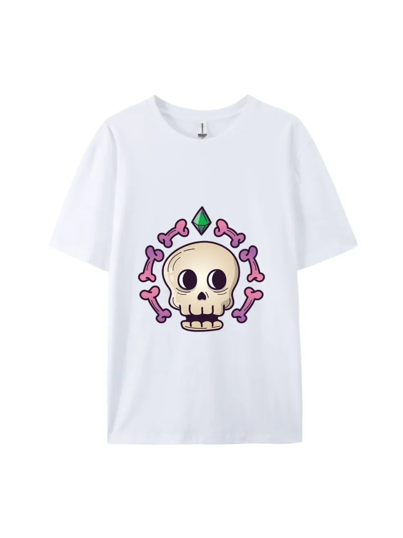 Cartoon Skull With Magic Elements Graphic Tee - Image 3