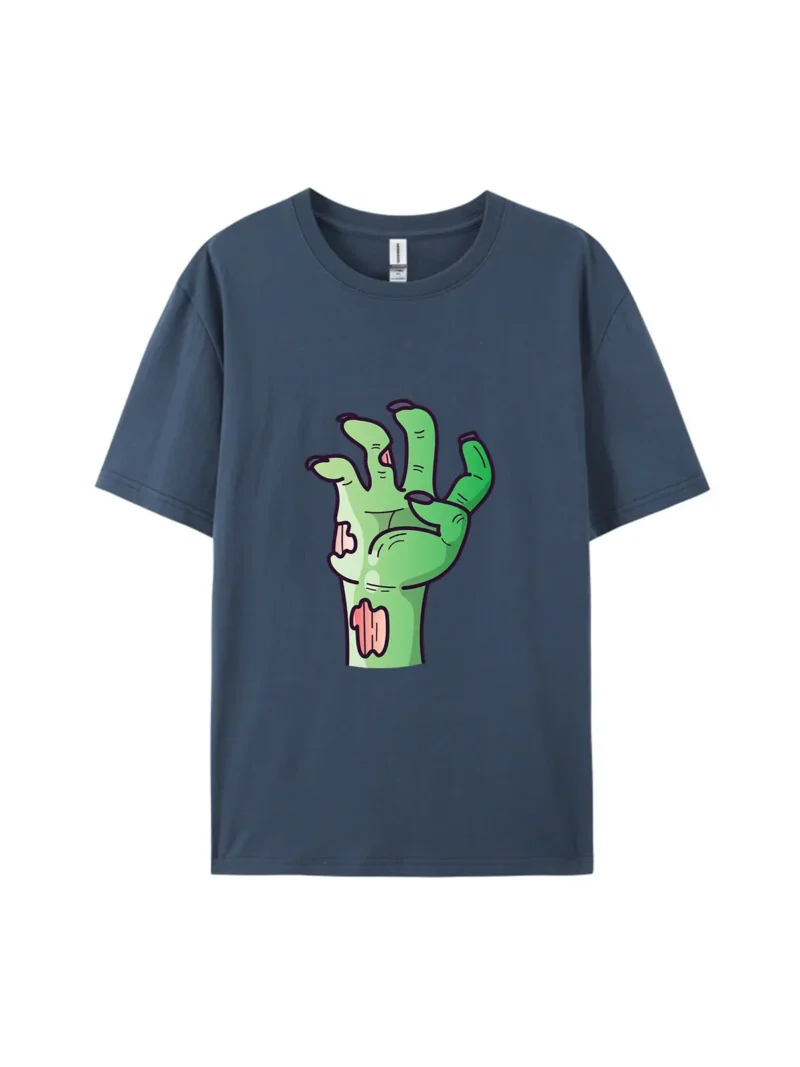 Halloween Cartoon Zombie Hand Style D Graphic Tee - Image 2