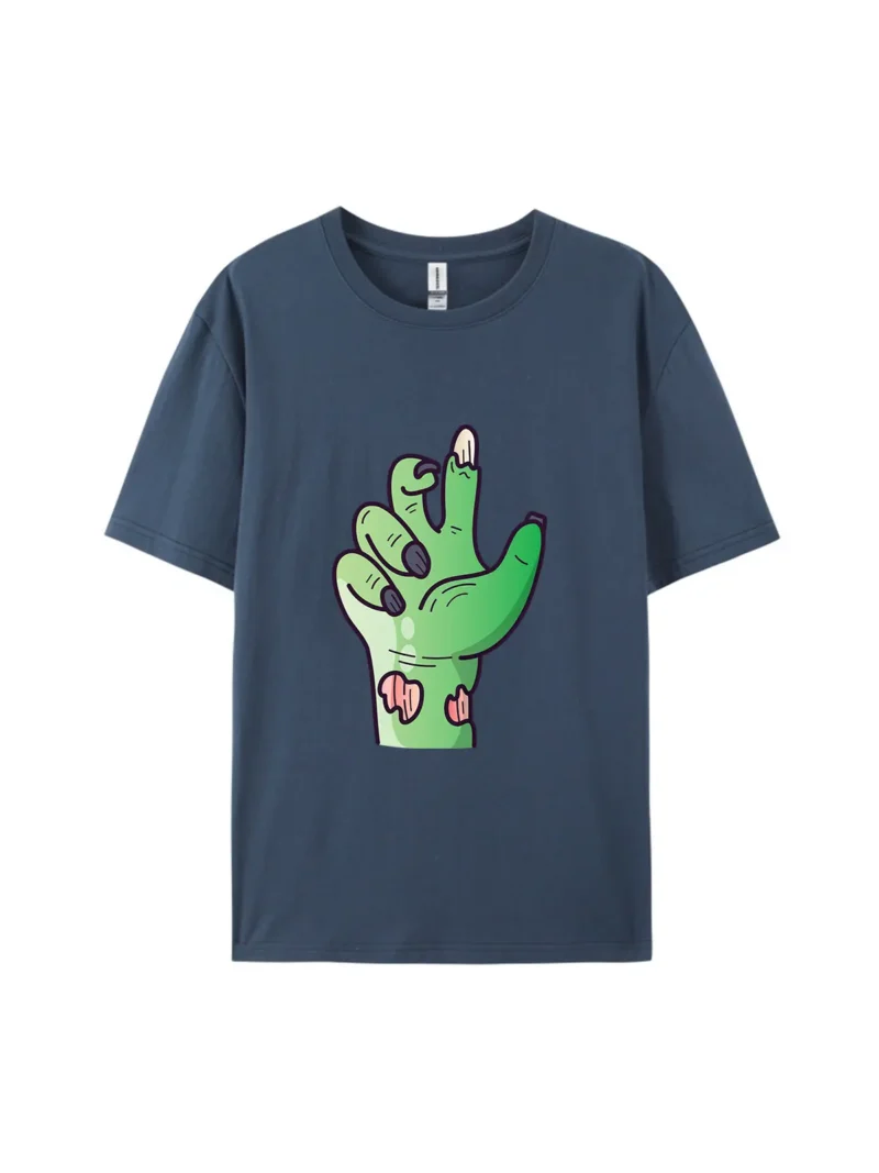 Halloween Cartoon Zombie Hand Style E Graphic Tee - Image 2