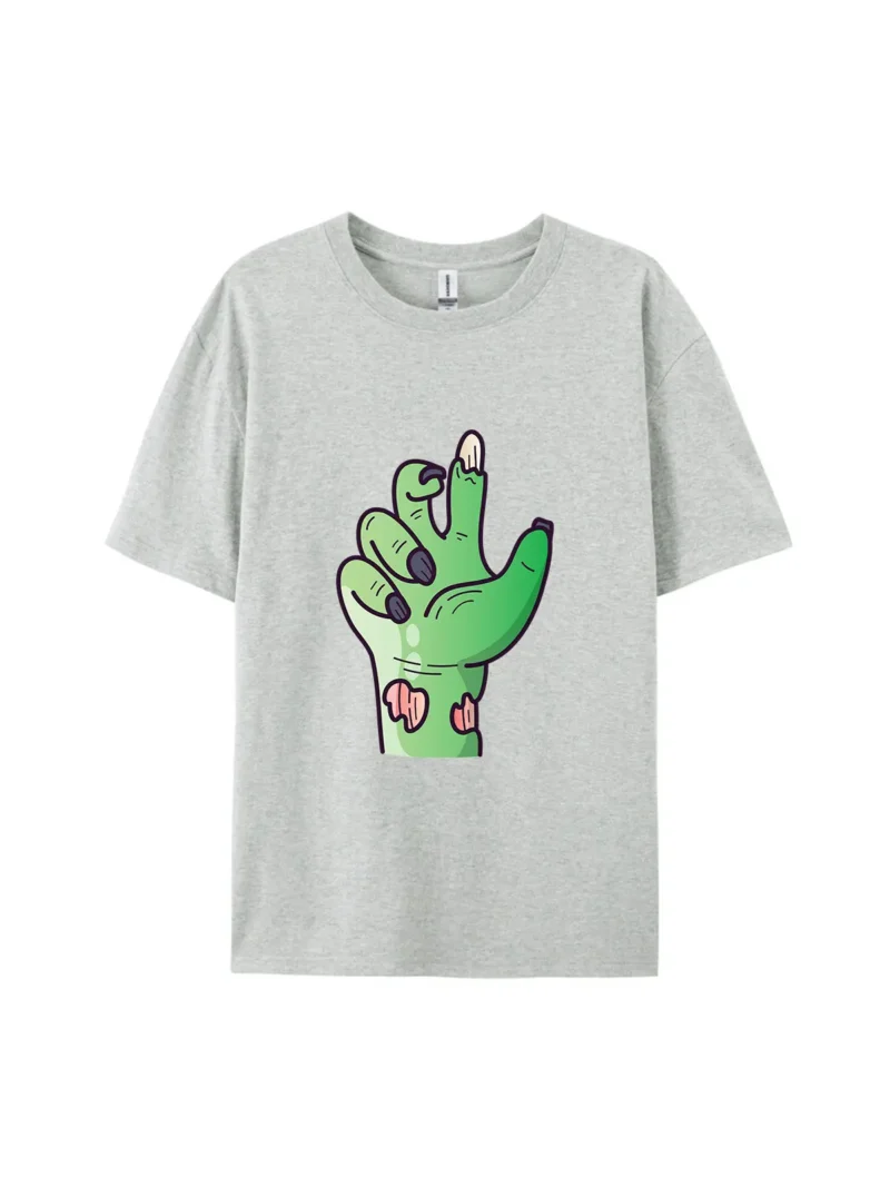 Halloween Cartoon Zombie Hand Style E Graphic Tee - Image 3