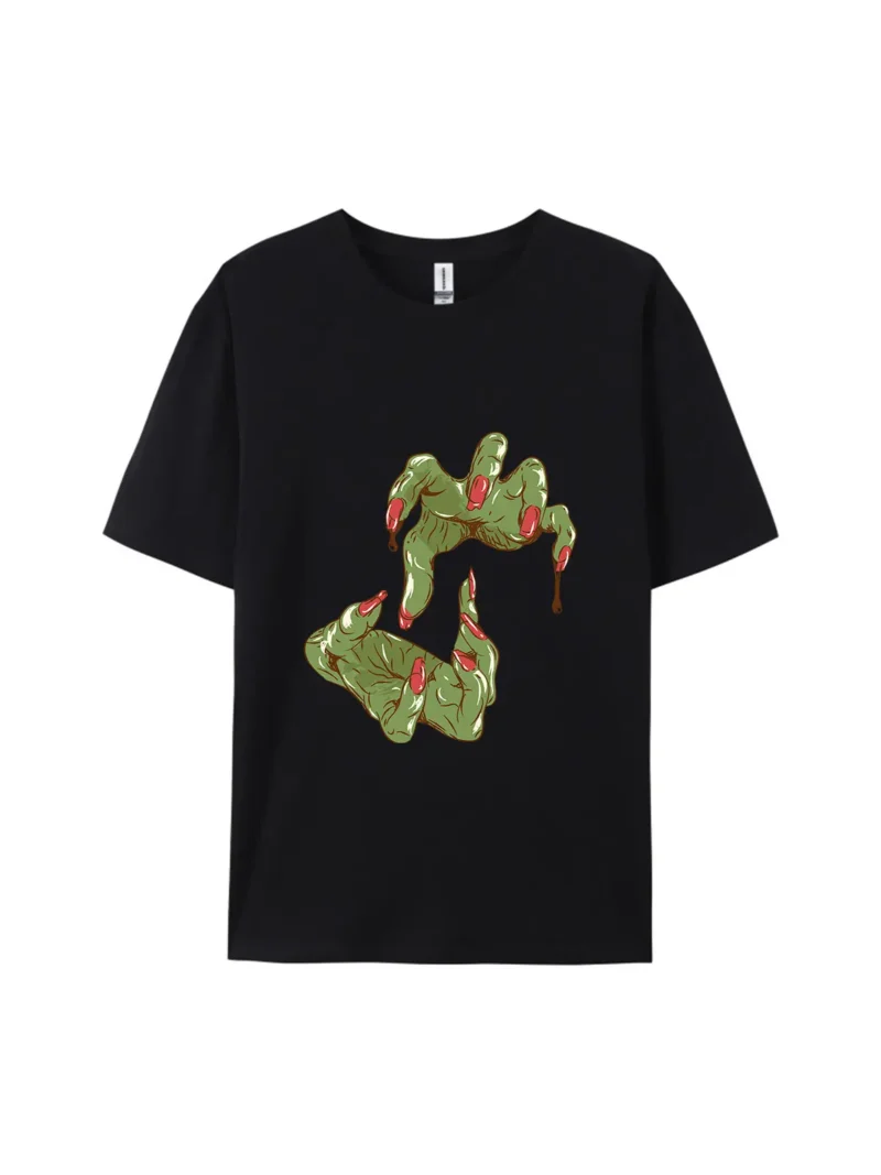 Halloween Zombie Hand Style G Graphic Tee - Image 4