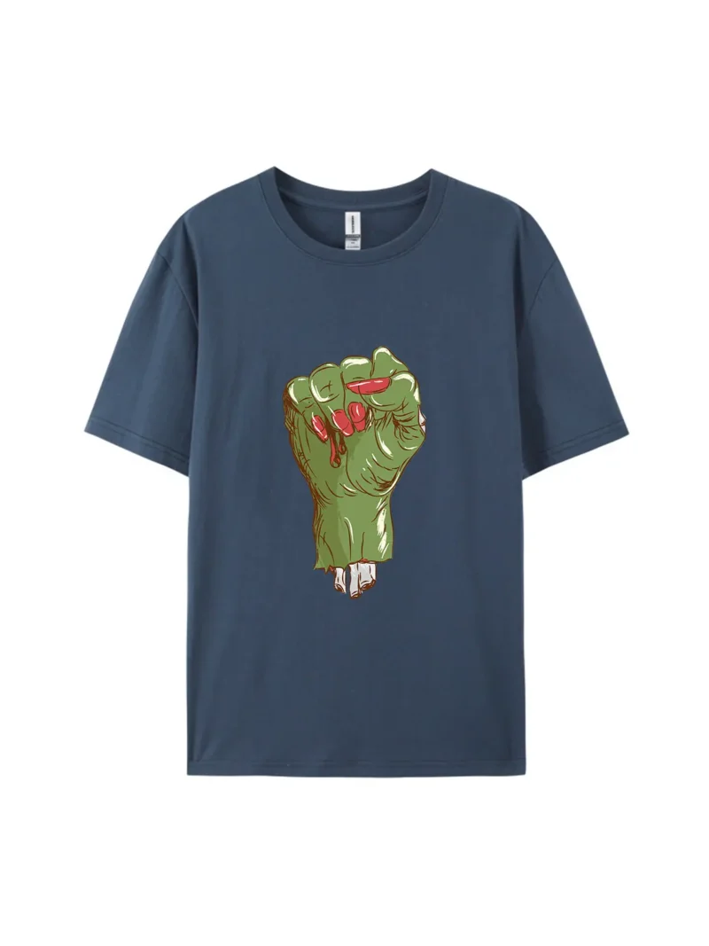 Halloween Zombie Hand Style J Graphic Tee - Image 2