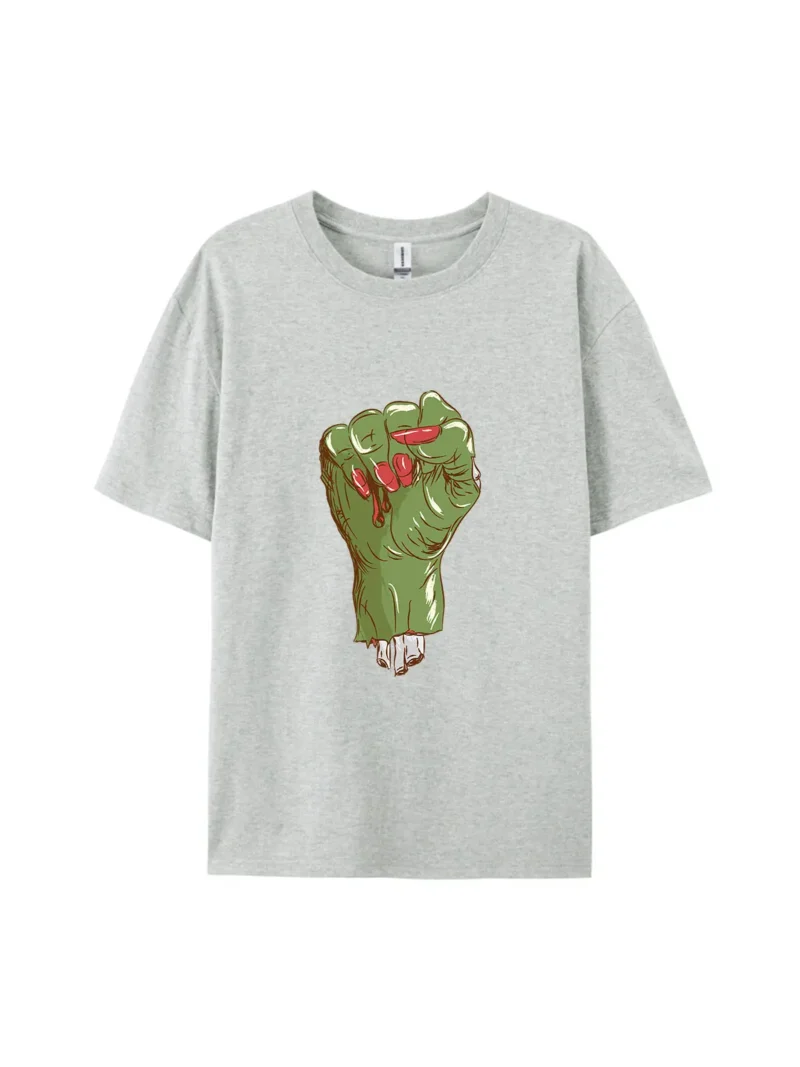 Halloween Zombie Hand Style J Graphic Tee - Image 3