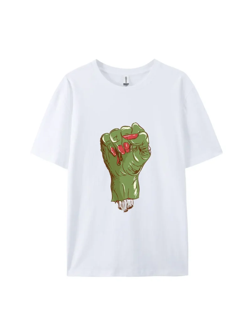 Halloween Zombie Hand Style J Graphic Tee - Image 4
