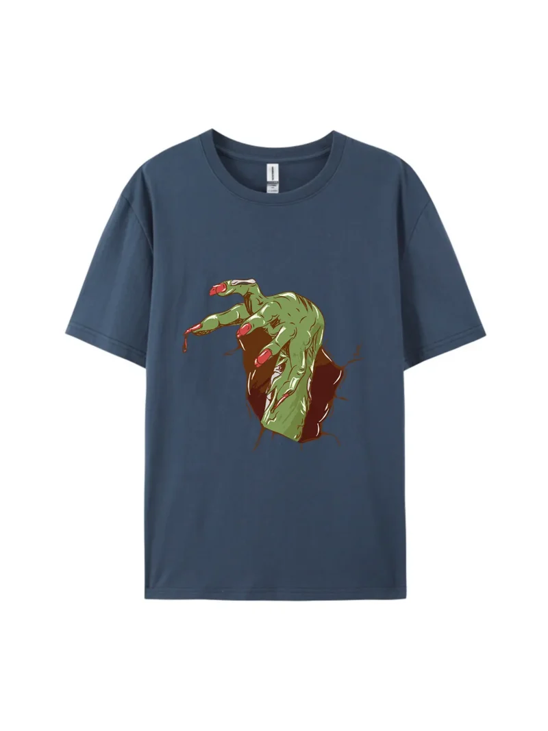 Halloween Zombie Hand Style K Graphic Tee - Image 2