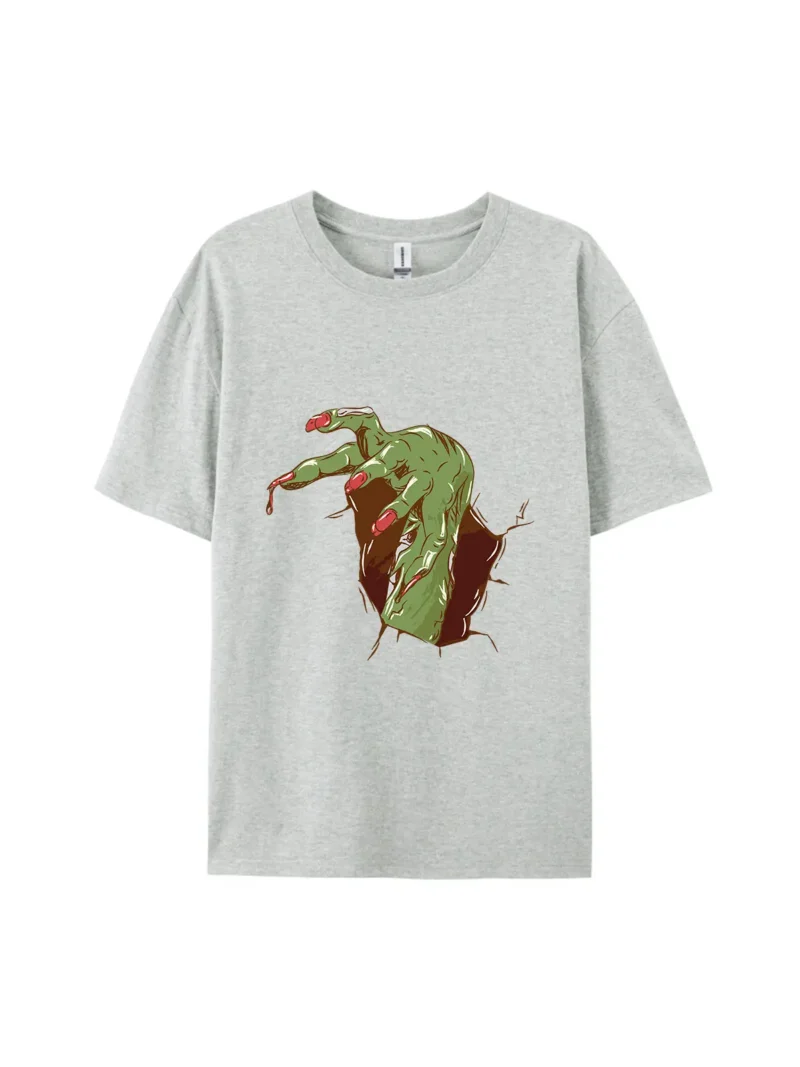 Halloween Zombie Hand Style K Graphic Tee - Image 3