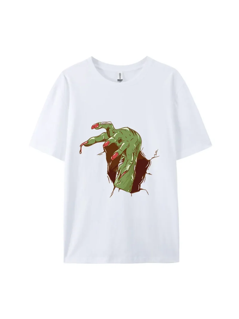 Halloween Zombie Hand Style K Graphic Tee - Image 4