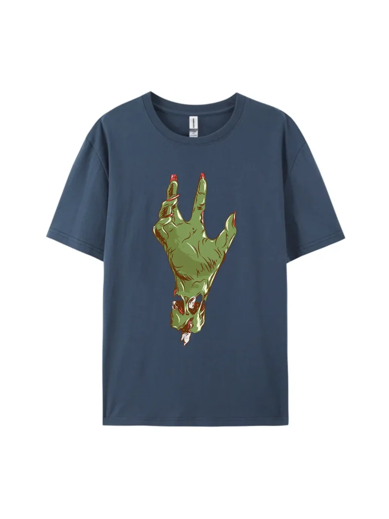 Halloween Zombie Hand Style L Graphic Tee - Image 2