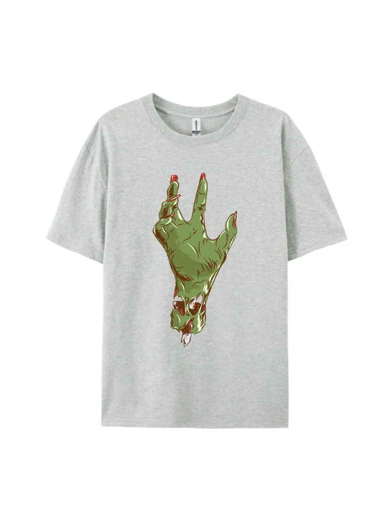 Halloween Zombie Hand Style L Graphic Tee - Image 3