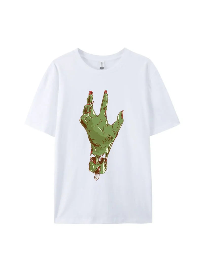 Halloween Zombie Hand Style L Graphic Tee - Image 4