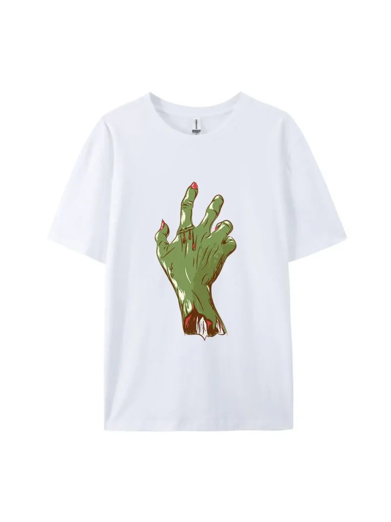Halloween Zombie Hand Style M Graphic Tee - Image 4