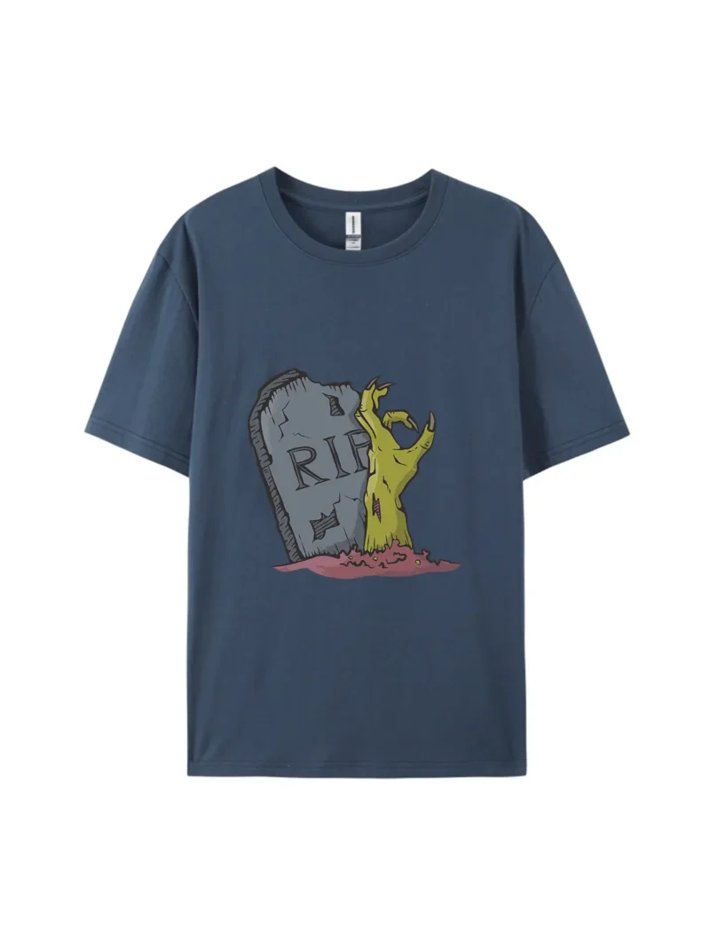 Halloween Zombie Hand & Tombstone Graphic Tee - Image 3