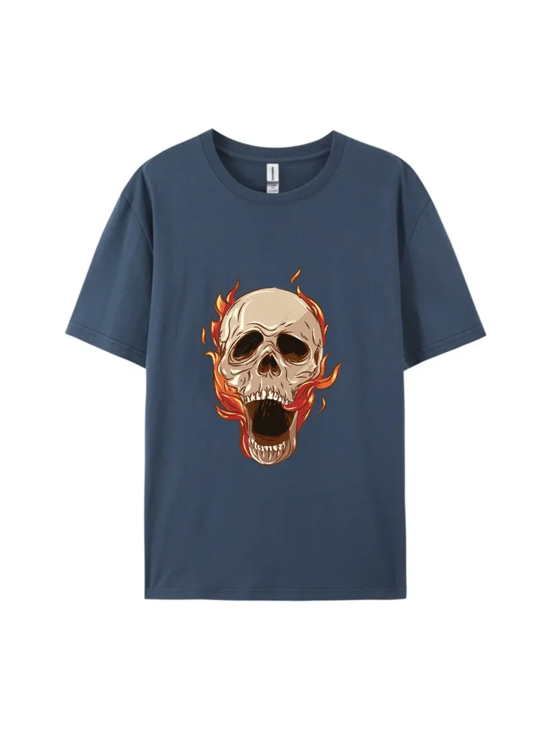 Halloween Flaming Skull Graphic Tee - Image 3