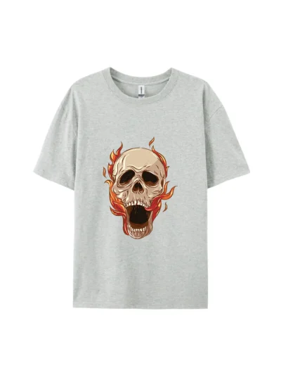 Halloween Flaming Skull Graphic Tee