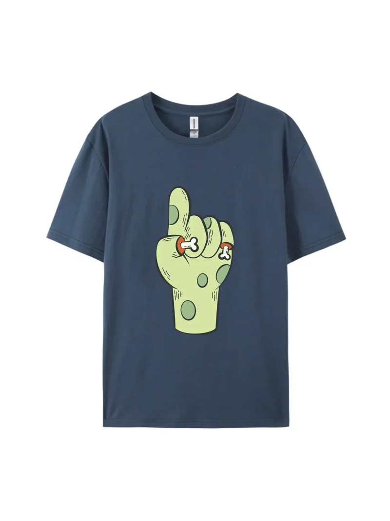 Halloween Green Fist with Bone Style C Graphic Tee - Image 3