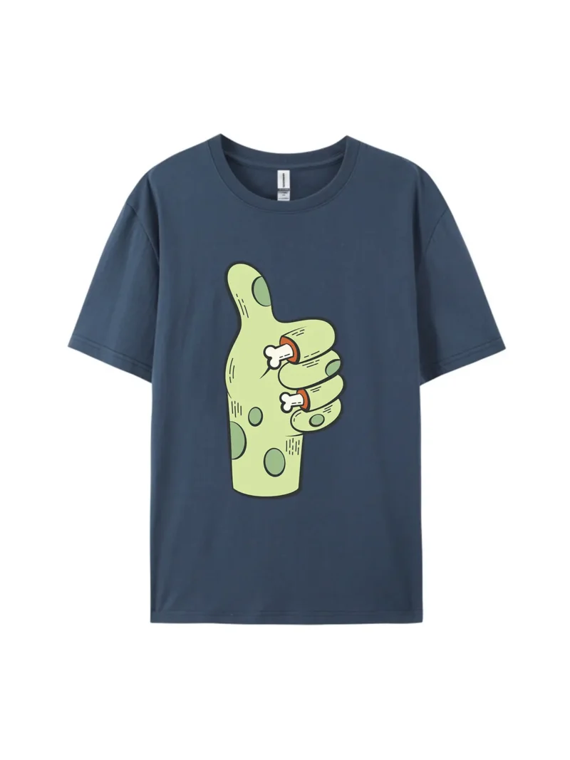 Halloween Green Fist with Bone Style D Graphic Tee - Image 3
