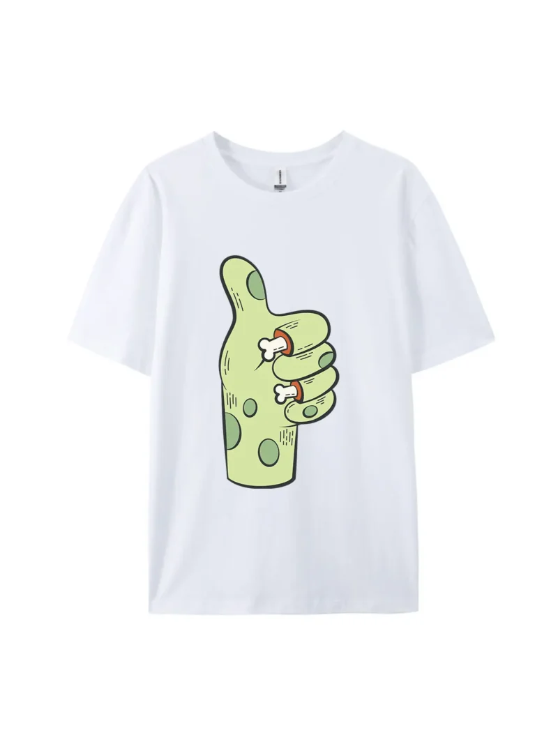 Halloween Green Fist with Bone Style D Graphic Tee - Image 5