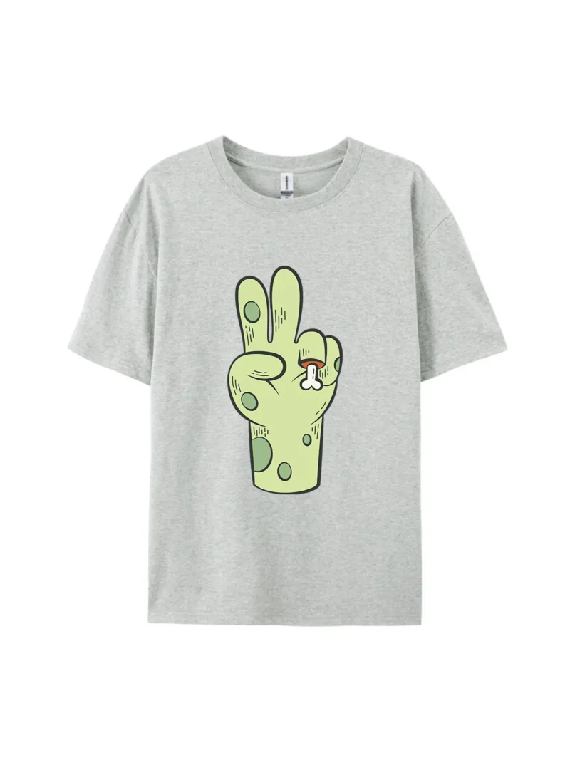 Halloween Green Fist with Bone Style E Graphic Tee - Image 3