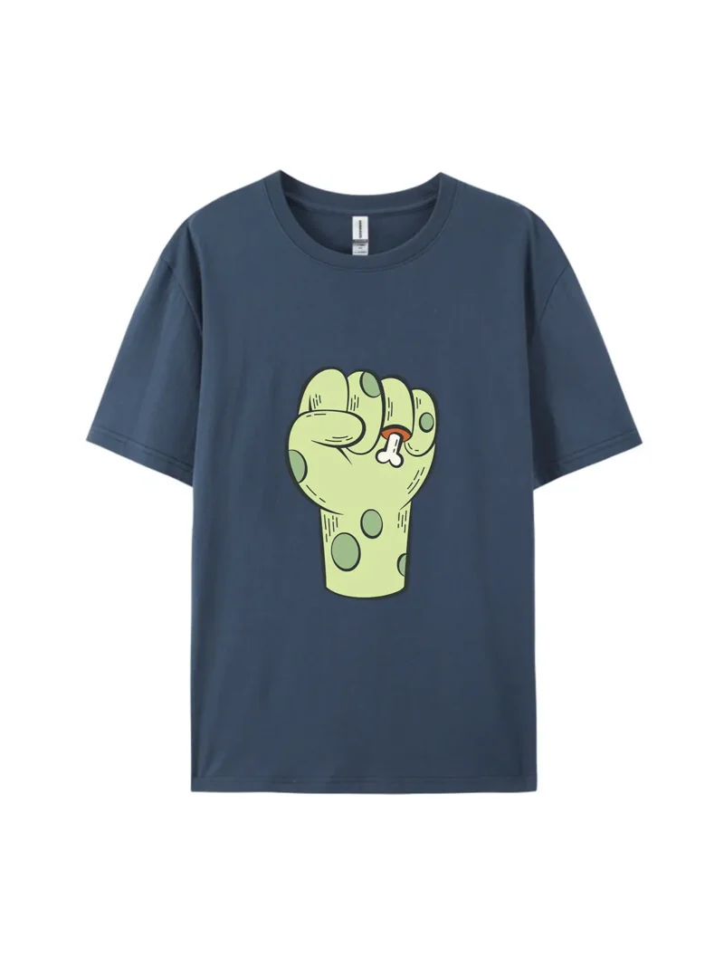 Halloween Green Fist with Bone Style F Graphic Tee - Image 3