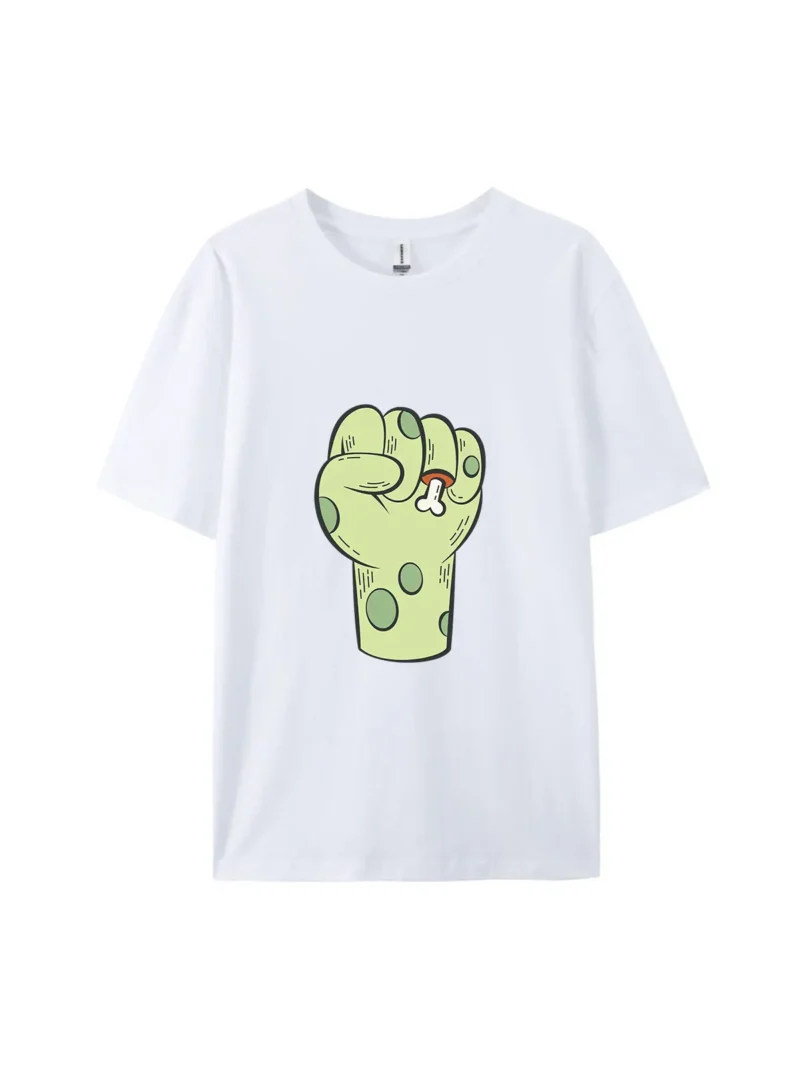 Halloween Green Fist with Bone Style F Graphic Tee - Image 5