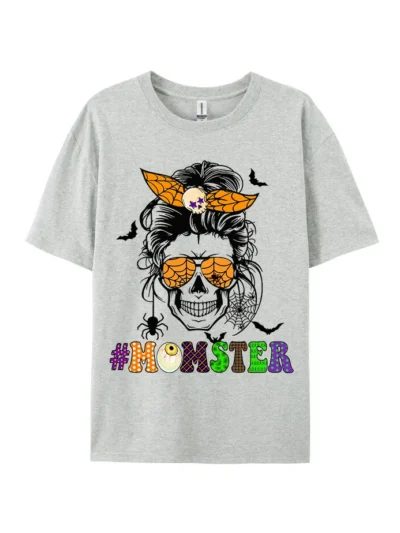 Halloween Momster Skull Graphic Tee