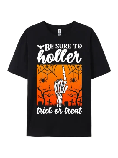 Halloween Skeleton Hand Trick Or Treat Graphic Tee
