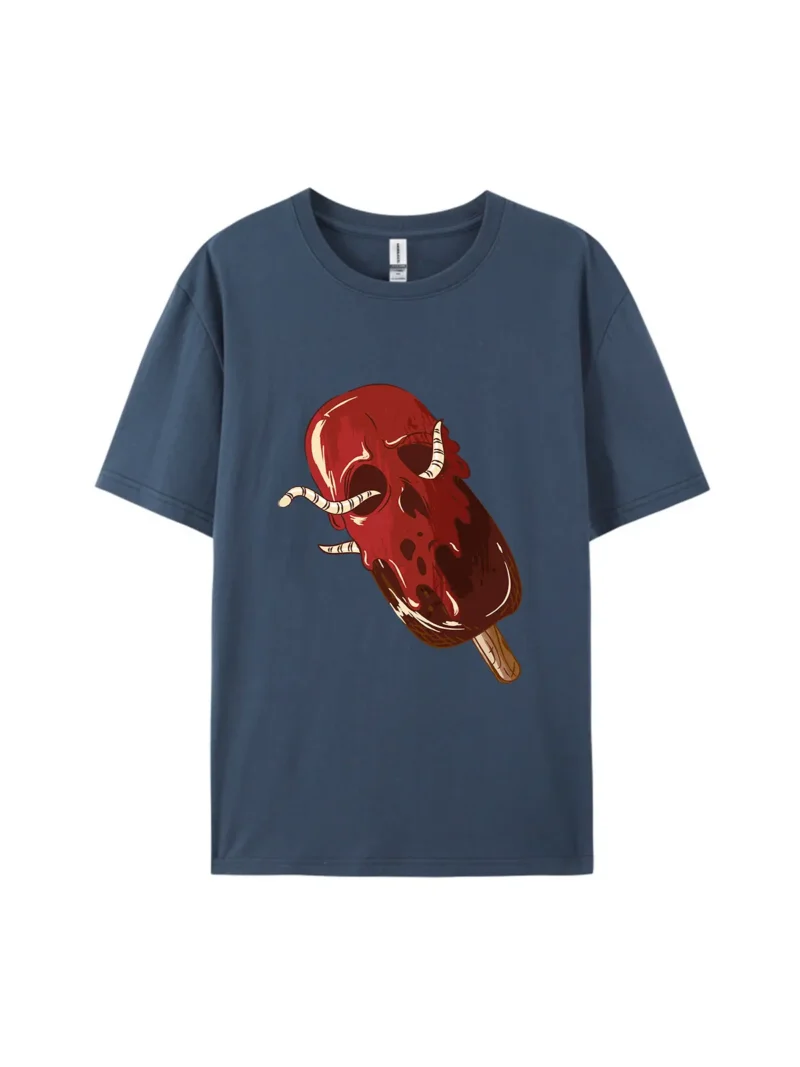 Halloween Skull Popsicle With Worms Graphic Tee - Image 3