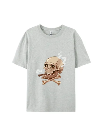 Halloween Smoking Skull & Crossbones Graphic Tee