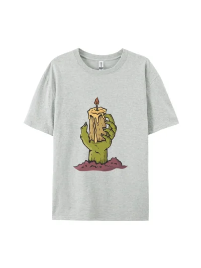 Halloween Zombie Hand With Candle Graphic Tee