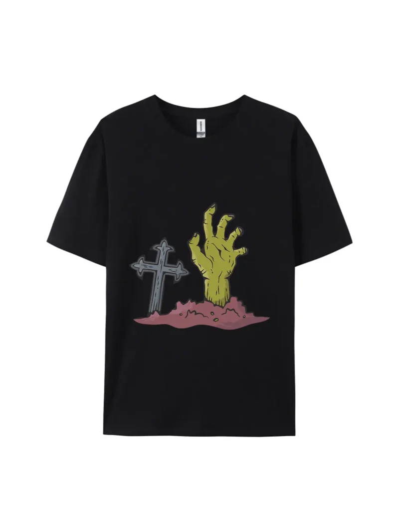 Halloween Zombie Style H Graphic Tee - Image 2