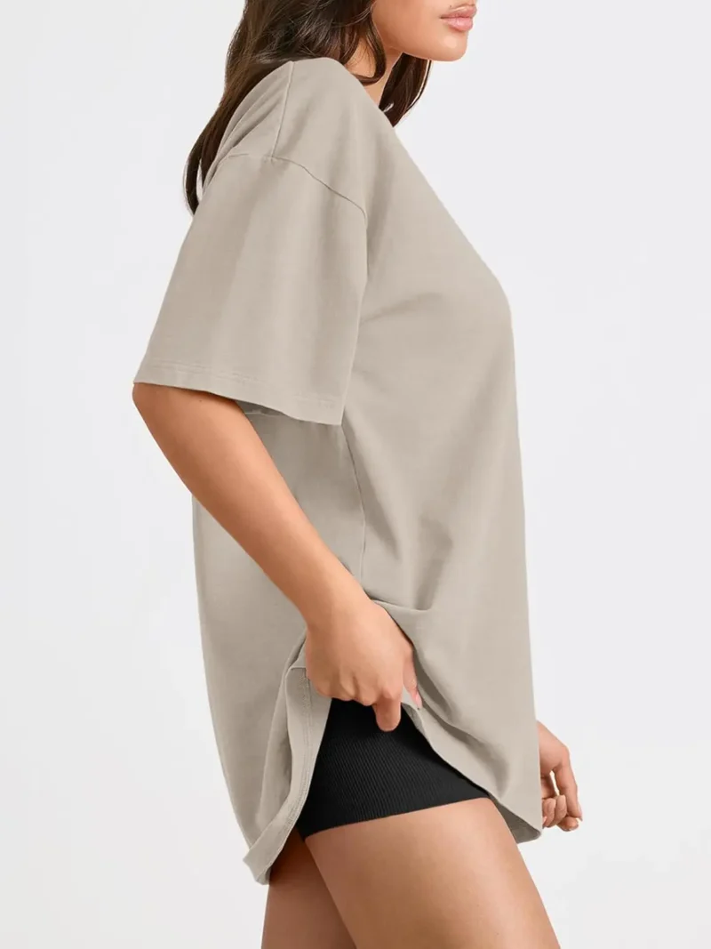 Womens Summer Fashion Workout Oversized Tops Black Color - Image 2