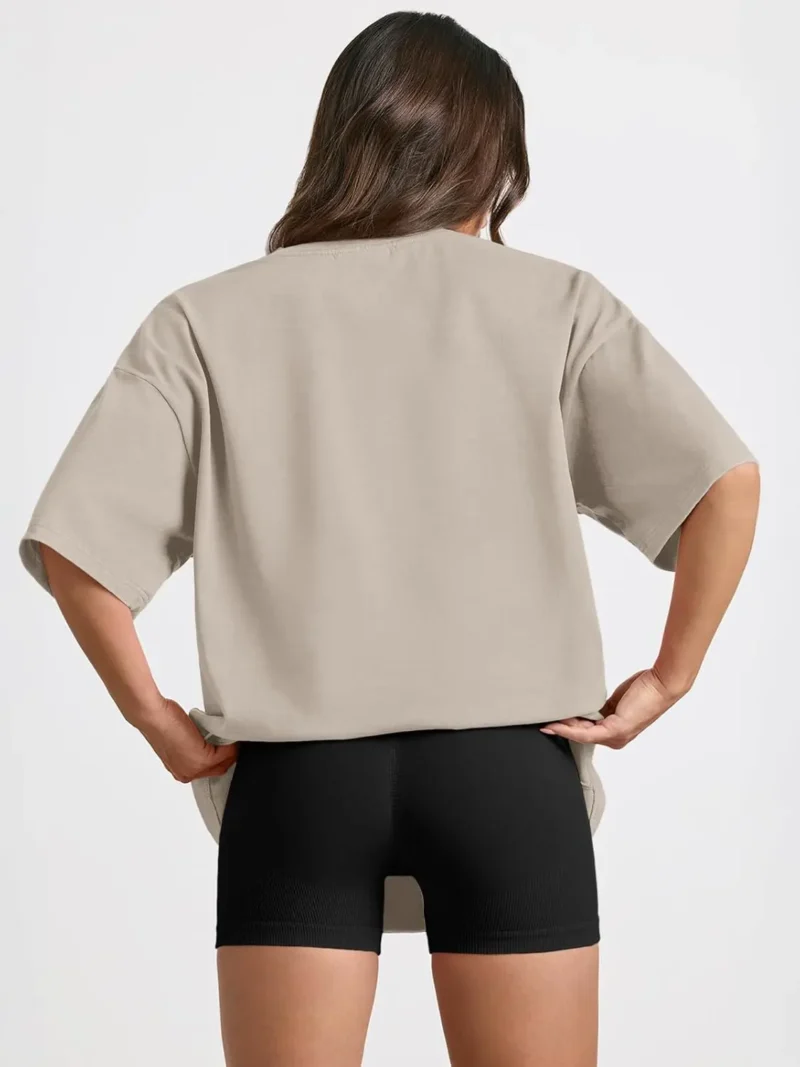 Womens Summer Fashion Workout Oversized Tops Black Color - Image 3