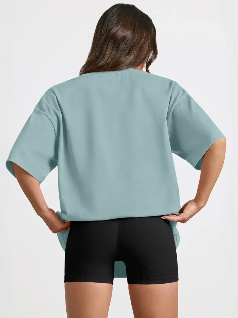 Womens Summer Fashion Workout Oversized Tops Green Color - Image 7